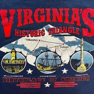 Vintage Historic Triangle Virginia Birthplace America Graphic Print Shirt Men XL
